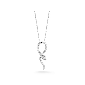 Sterling Statements Rhodium Over Sterling Silver  CZ Snake Necklace