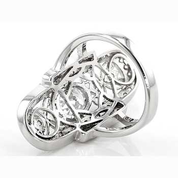 Vintage Style CZ Statement Ring In Sterling Silver