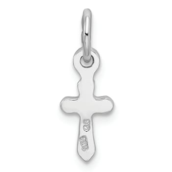 Rhodium Over Sterling Silver Child's April Preciosca Crystal Cross Pendant