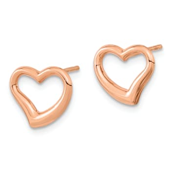 14k Rose Gold Polished Heart Stud Earrings