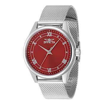 Invicta Celestial 36mm Red Dial Stainless Steel Band Quartz Watch