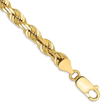 10k Yellow Gold 5.5mm Diamond-Cut Rope Link Bracelet