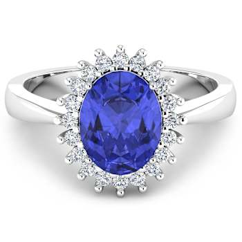 1.28ctw Violet Tanzanite and Diamond 14K White Gold Halo Ring