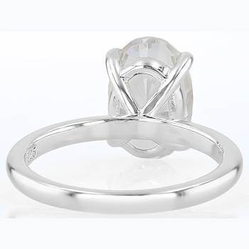 Oval CZ Solitaire Ring In Platinum Over Sterling Silver