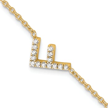 14k Yellow Gold Diamond Sideways Letter F Bracelet