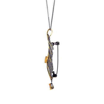 Citrine Black Rhodium and 14K Gold Over Sterling Silver Leaf Pendant
With Chain