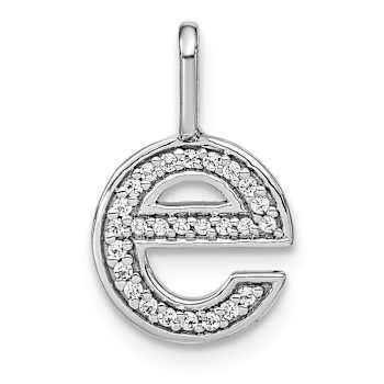 14K White Gold Diamond Lower Case Letter E Initial Pendant