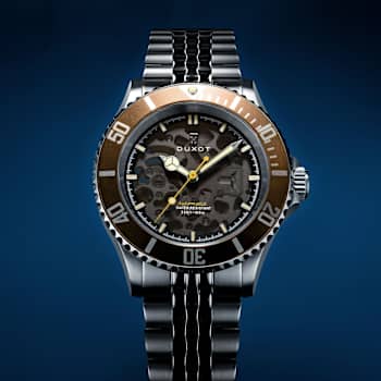 Duxot Atlantica Skeleton Diver Brown Dial White Bezel White Stainless
Steel Band Automatic Watch