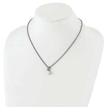 Rhodium Over Sterling Silverwith 14K Accent 8-9mm Freshwater Cultured
Pearl Necklace