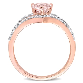 0.87ctw Morganite And 0.25ctw Diamond 10k Rose Gold 2-Stone Ring