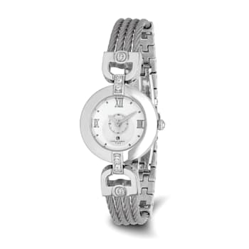 Charles Hubert Stainless Steel Wire Bangle Silver Dial Watch