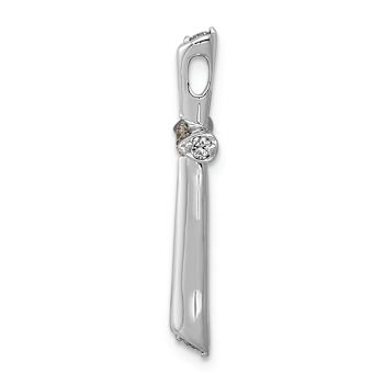 Rhodium Over 14k White Gold Diamond Cross Chain Slide Pendant