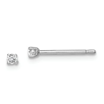 Sterling Silver Rhodium-plated 2mm Round CZ Stud Earrings