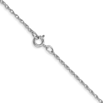 Rhodium Over 14k White Gold 0.7mm Solid Cable 14 Inch Chain