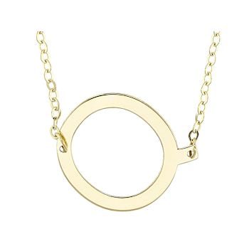 Sideways Initial Q Necklace In Solid 14K Yellow Gold 18 Inch