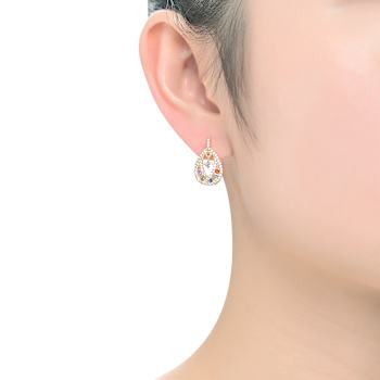 Multi-Color CZ Pear Shape Drop Earrings In 14K Gold Over Sterling Silver