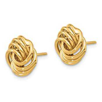 14k Yellow Gold Polished 11.4mm Love Knot Stud Earrings