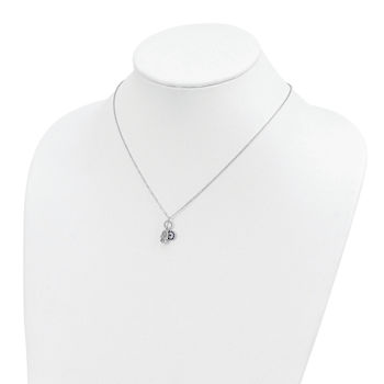 CZ Hamsa And Evil Eye Charm Necklace In Sterling Silver 17 Inch