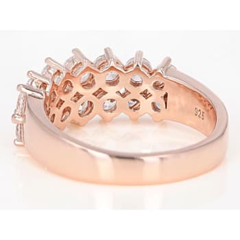 White Cubic Zirconia 18K Rose Gold Over Sterling Silver Band Ring 2.70ctw