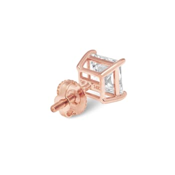 White Cubic Zirconia 14k Rose Gold Studs With Velvet Gift Box 4.00ctw