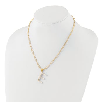 Gold Tone Sterling Silver 3-5.5mm Freshwater Cultured Pearl LETTER E
18-inch Necklace