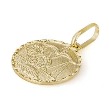 Libra Zodiac Medallion Pendant In Solid 14K Yellow Gold
