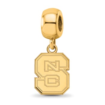 14K Yellow Gold Over Sterling Silver LogoArt North Carolina State
University Small Dangle Bead