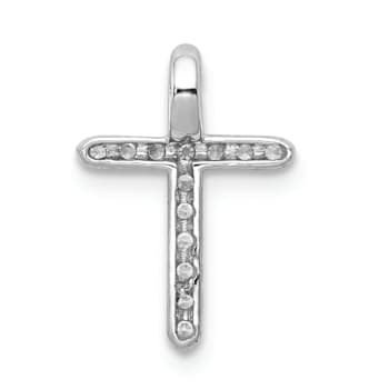 Rhodium Over 14K White Gold Diamond Cross Pendant