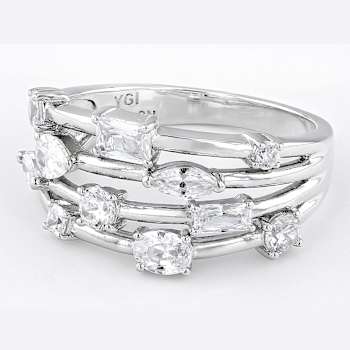 Multi-Row CZ Ring 2.21ctw In Sterling Silver