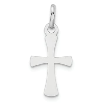 Rhodium Over Sterling Silver Polished Cross Pendant