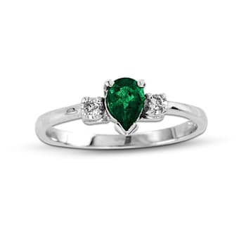0.45ctw Emerald and Diamond Ring in 14k White Gold
