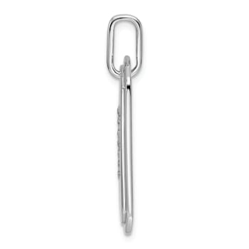 Rhodium Over 14k White Gold Diamond Initial F Dog Tag Charm