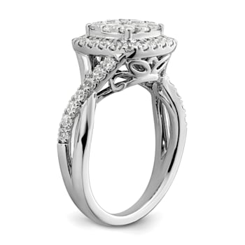 Rhodium Over 14K White Gold Lab Grown Diamond VS/SI GH, Cluster Ring 0.991ctw
