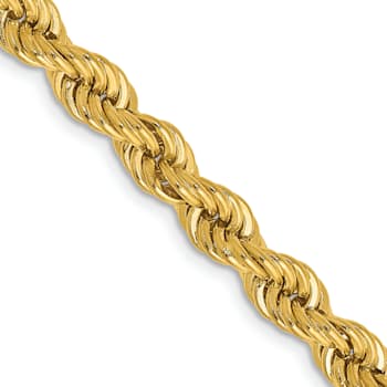 14k Yellow Gold 5mm Solid Rope 28 Inch Chain