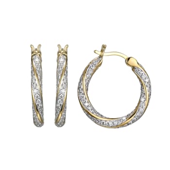 White Cubic Zirconia Rhodium And 18K Yellow Gold Over Sterling Silver
Hoop Earrings 2.89ctw