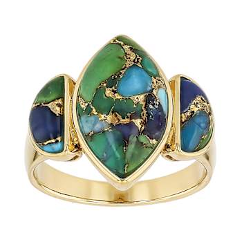 Mohave Turquoise Cocktail Ring In 18K Gold Over Sterling Silver