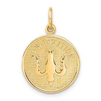 14k Yellow Gold Textured Confirmation with Dove Medal Pendant