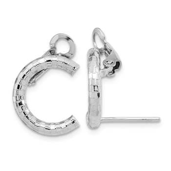 Rhodium Over 14k White Gold Polished and Textured U Shape Clip On and
Stud Earrings