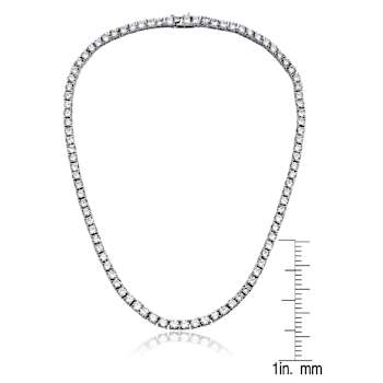 CZ Tennis Necklace In 18K Rose Gold Over Sterling Silver