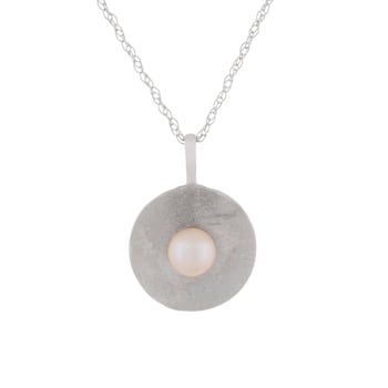 White Cultured Freshwater Pearl 14K White Gold Pendant 4-4.5mm