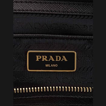 Prada Tessuto Nylon Saffiano Leather Black Top Zip Tote Bag