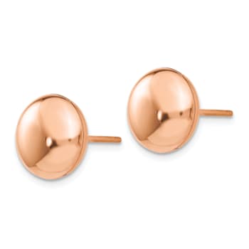 14k Rose Gold Polished 10.5mm Button Earrings