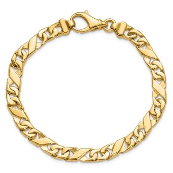 14k Yellow Gold 6.7mm Hand-polished Fancy Link Bracelet
