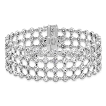 18K White Gold Diamond 4 Row 7.25-inch Bracelet 8.26ctw