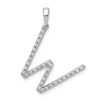 Rhodium Over 14K White Gold Diamond Letter W Initial Pendant