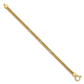 14k Two-tone Gold 5.9mm Polished Double Wheat Link Bracelet