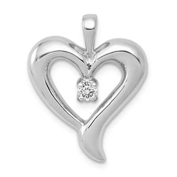 Rhodium Over 14k White Gold Diamond Heart Pendant
