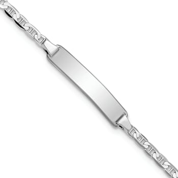 Rhodium Over 14k White Gold Mariner Link ID Bracelet