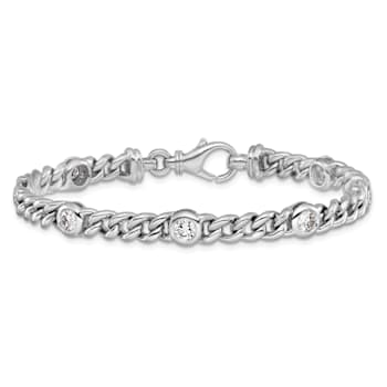 Rhodium Over 18K White Gold Diamond Curb 7.5-inch Bracelet 1.75ctw