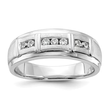 Rhodium Over 14K White Gold Lab Grown Diamond SI1/SI2, G H I, Men's Ring